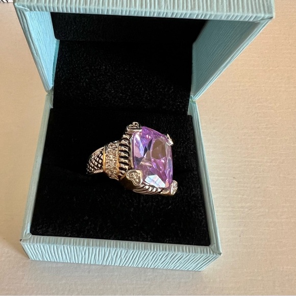 Cocktail Ring Cubic Zirconia Lilac Stone - Picture 3 of 5